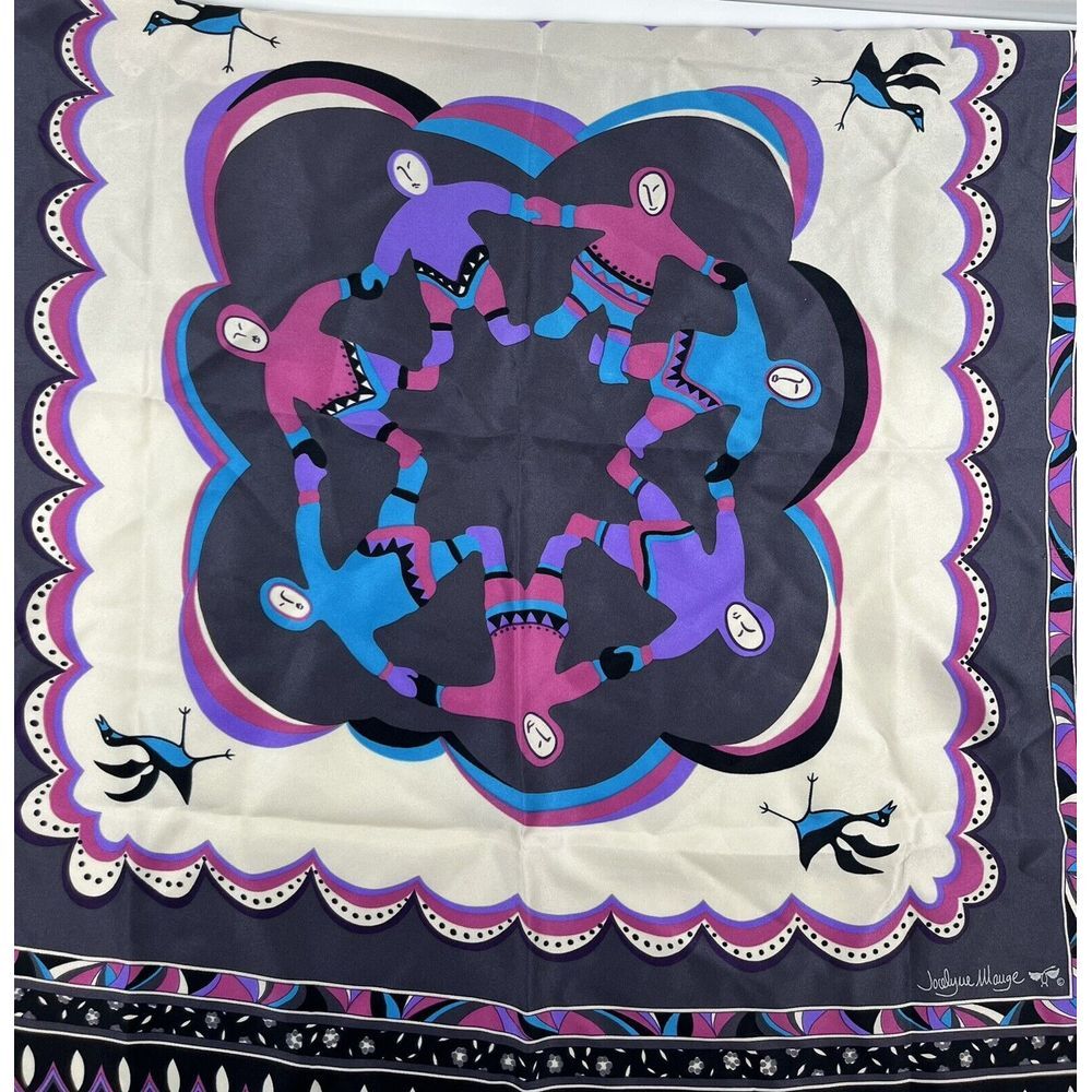 Jocelyne Mauge Magenta Scarf Black Purple‎ Children Circle Italy Old Money